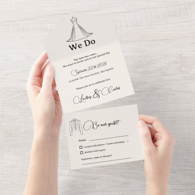 Simple Modern Wedding Silhouette Collection All In One Einladung (Abreißtisch)