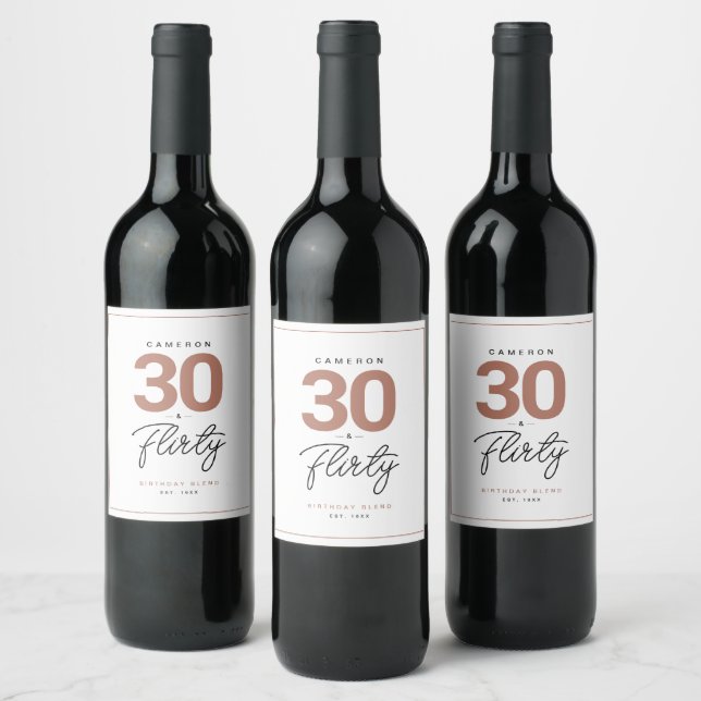 Simple moderne 30 Flirty Étiquette de vin personna (Bouteilles)