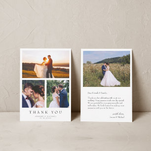Simple moderne 4 Mariage photo Carte de remercieme