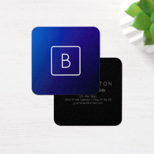 Simple moderne bleu foncé Ombre dégradé et monogra