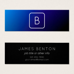 Simple moderne bleu foncé Ombre dégradé et monogra