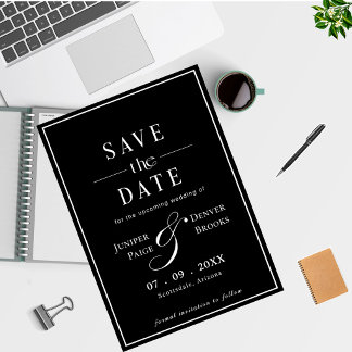 Simple Moderne Classique Noir Faire-Part de Date d