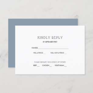 Simple moderne Dusty Blue Wedding Invitation RSVP