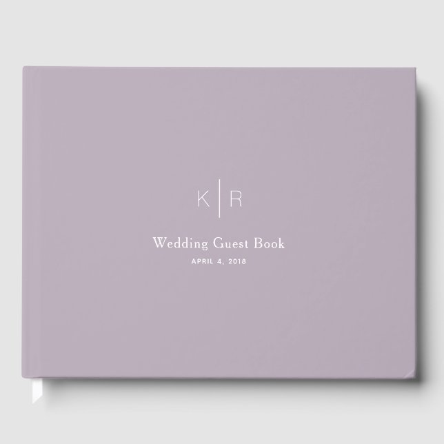 Simple moderne Dusty Lilac Mariage livre d'hôtes (Recto)