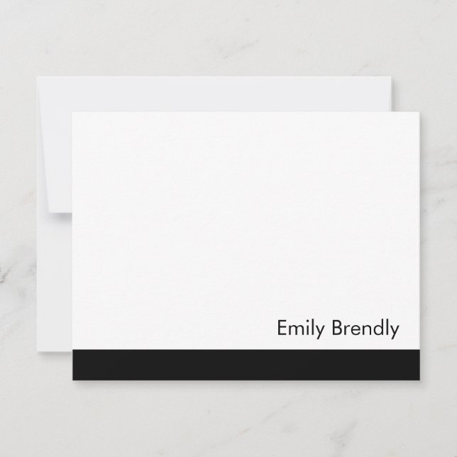 Simple moderne Elegant noir blanc plat carte note (Devant)