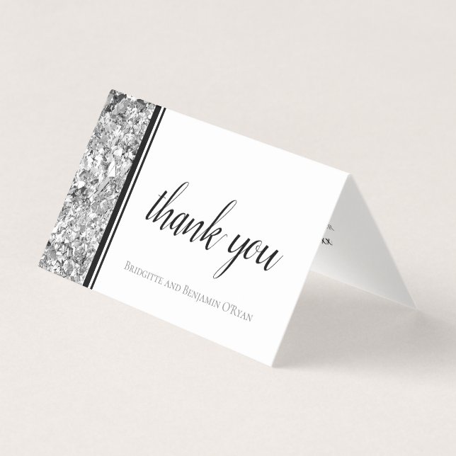 Simple moderne en argent et Merci Mariage noir (Front)