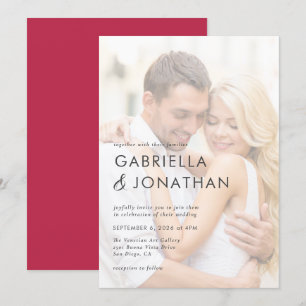 Simple moderne Faire-part de mariage rouge Magenta