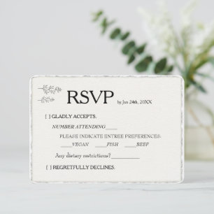 Simple moderne Faux Deckled Bord Mariage RSVP
