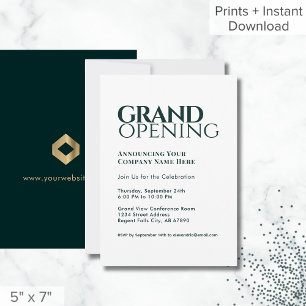 Simple moderne Grand Ouverture Invitation Vert fon