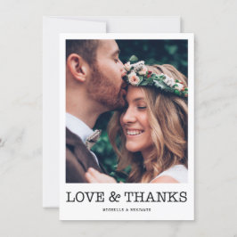 Simple moderne Mariage Amour et Merci Carte photo