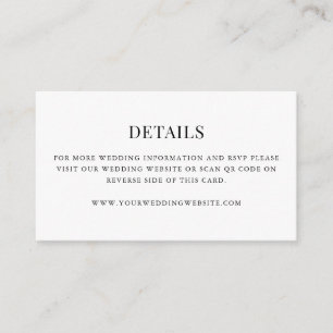 Simple Moderne Mini Cartes de Détails de Mariage a