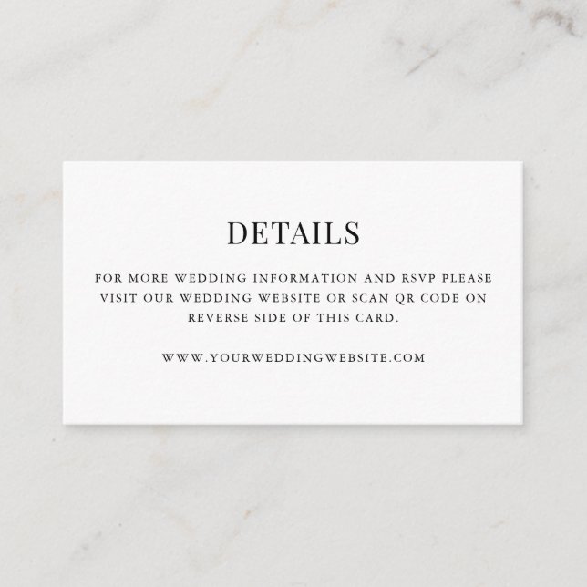 Simple Moderne Mini Cartes de Détails de Mariage a (Devant)