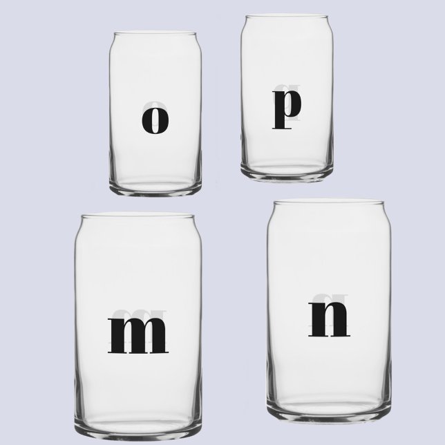 Simple moderne Monogramme initial personnalisé (Personalized monogram initial lower case modern can glass)