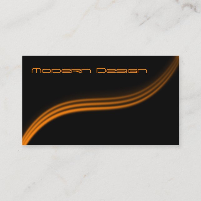 Simple moderne Noir, Orange Swoosh - Carte de visi (Devant)