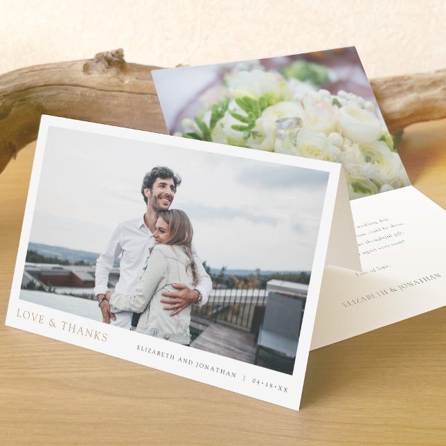 Simple moderne Photo Gold Love et Merci Mariage (Créateur téléchargé)