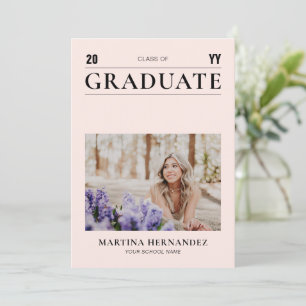 Simple moderne Pink Graduation Faire-part photo