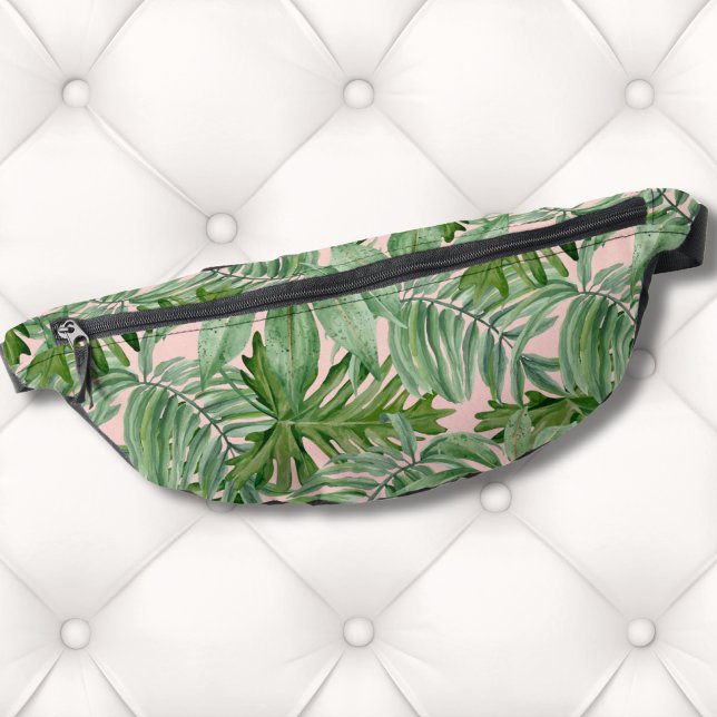 Simple moderne Pink Palm Leaf Tropical Floral Mur (Simple Modern Pink Palm Leaf Tropical Floral Wall Fanny Pack)