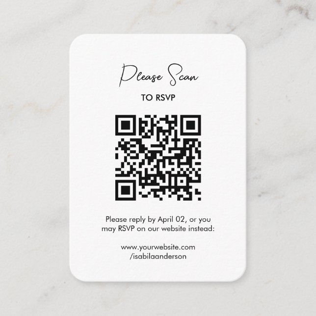 Simple moderne RSVP avec carte de boîtier de code  (Devant)