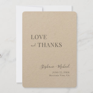 Simple moderne Rustic Love et Merci Kraft Mariage