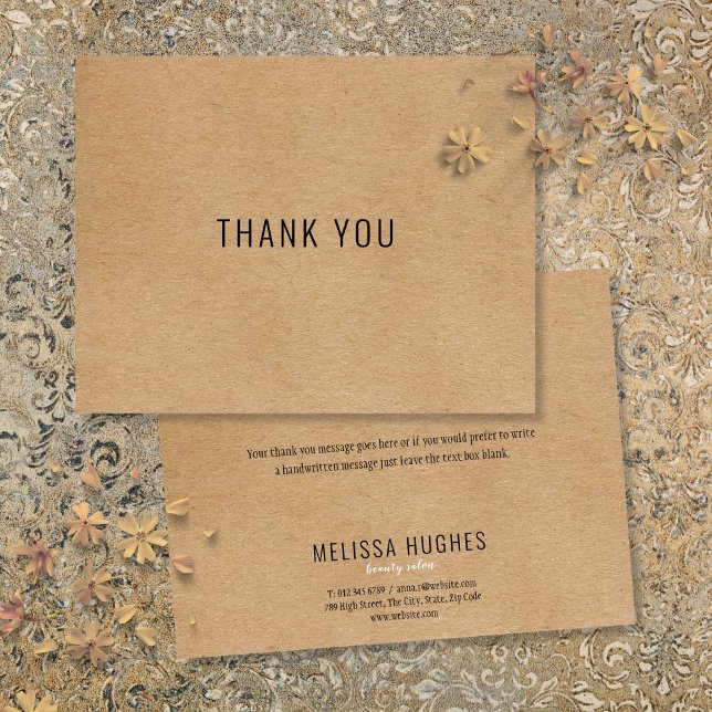 Simple moderne Rustique Kraft Carte de remerciemen (Simple Modern Rustic Kraft Business Thank You Card)