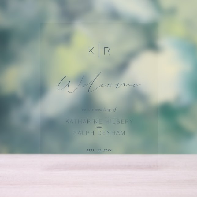 Simple moderne White Navy Blue Mariage Bienvenue (Neutre)