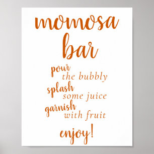 Simple Momosa Bar Fall Orange Any Event Sign Poster