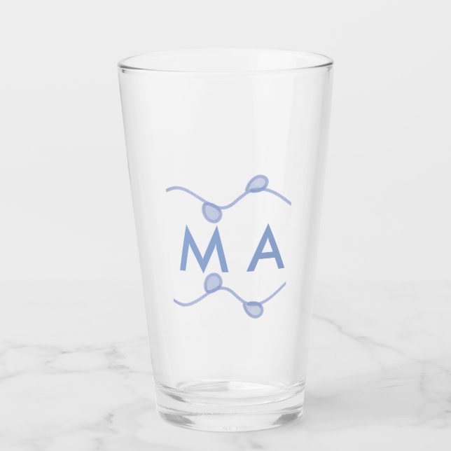 Simple monogram add your name letter blue leaf glas (Vorderseite)