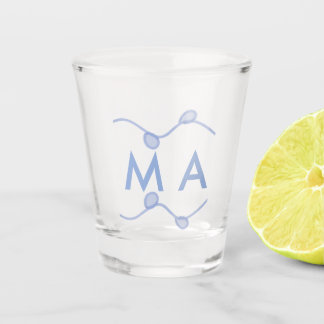 Simple monogram add your name letter blue leaf schnapsglas