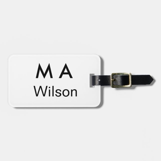 Simple monogram add your name letter man minimal   gepäckanhänger (Vorderseite horizontal)