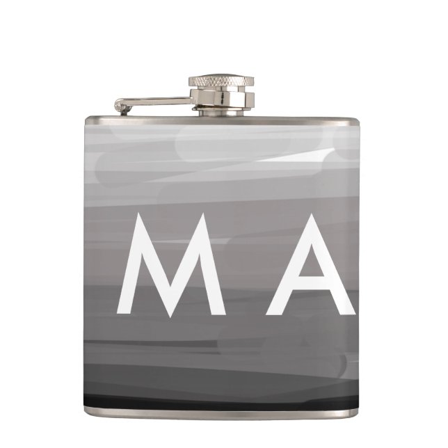 Simple monogram add your name letter man minimal t flachmann (Vorderseite)