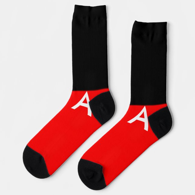 Simple monogram add your name letter man minimal t socken (Linkes Detail)