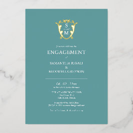 Simple Monogram Engagement Party Invitations Folieneinladung
