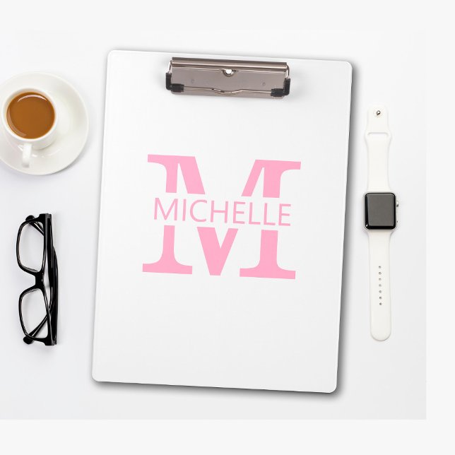 Simple Monogram Name with Initial Klemmbrett (Von Creator hochgeladen)