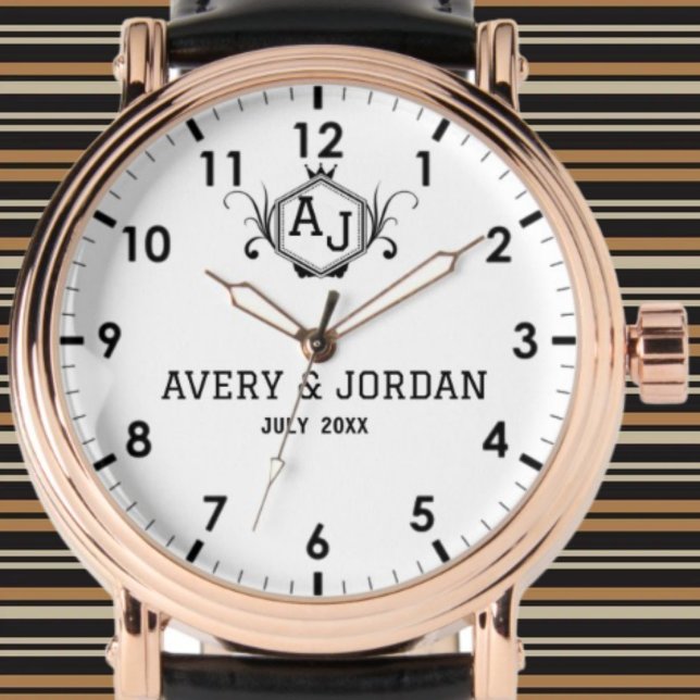 Simple monogram names initials married couple armbanduhr (Von Creator hochgeladen)