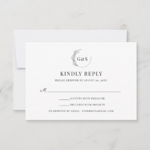 Simple Monogramme Demi-Couronne Réponse Mariage Mi