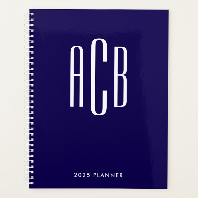 Simple Monogramme Trois Lettres Bleu Foncé (Devant)