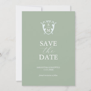 Simple Monogramme Vert Sauge Faire-Part de Date de