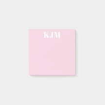 Simple Monogrammed Pink Postit