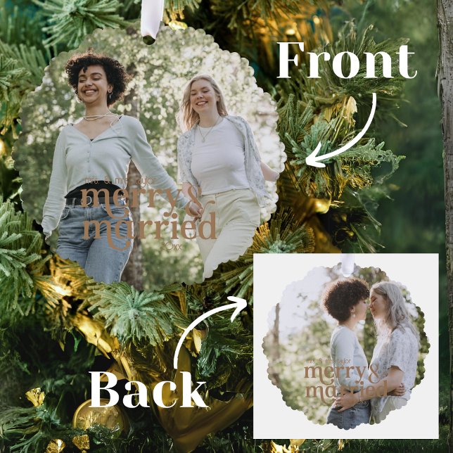 Simple Mrs & Mrs Lesbian Newlyweds Foto Ornament Karte (Von Creator hochgeladen)
