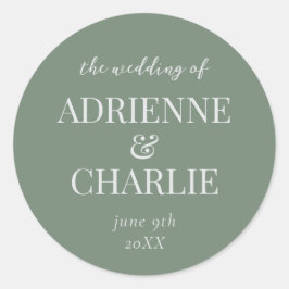 Simple Names Wedding Date Favor Envelope Runder Aufkleber