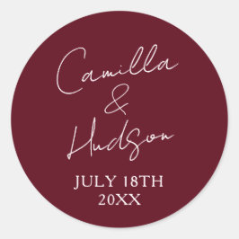 Simple Names Wedding Date Favor Envelope Runder Aufkleber