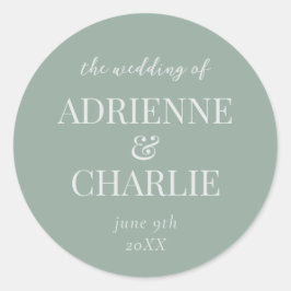 Simple Names Wedding Date Favor Envelope Runder Aufkleber
