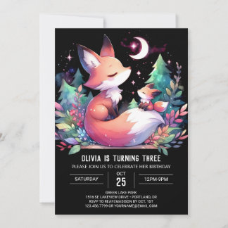Simple Nature Fox Geburtstag digital Einladung