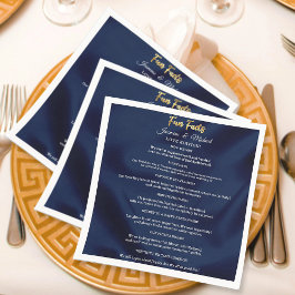 Simple Navy Blue & Gold Wedding Trendy Fun Facts Serviette