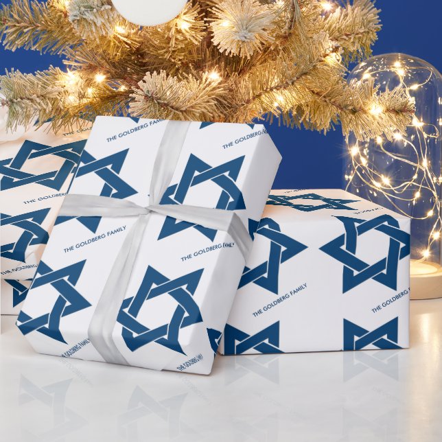Simple Navy Blue Hanukkah Star von David Pattern Geschenkpapier (Feiertage)