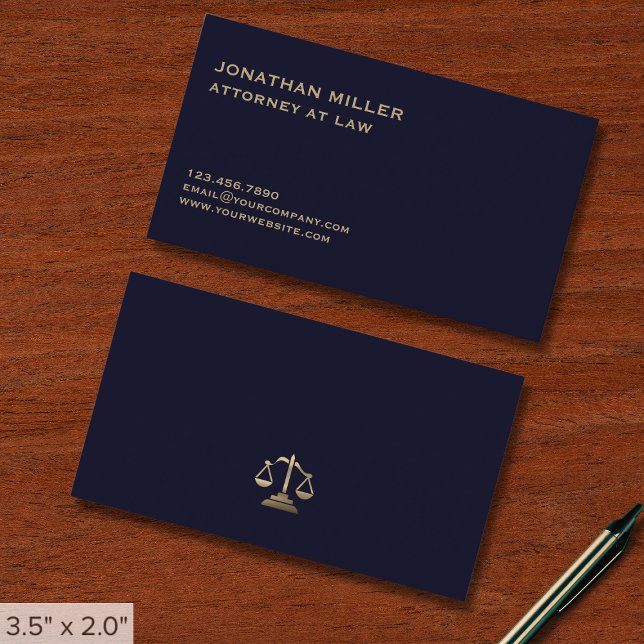 Simple Navy Blue Lawyer Visitenkarte (Von Creator hochgeladen)