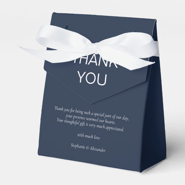 Simple Navy Blue Newlywed Wedding Danke Geschenkschachtel (Vorderseite)