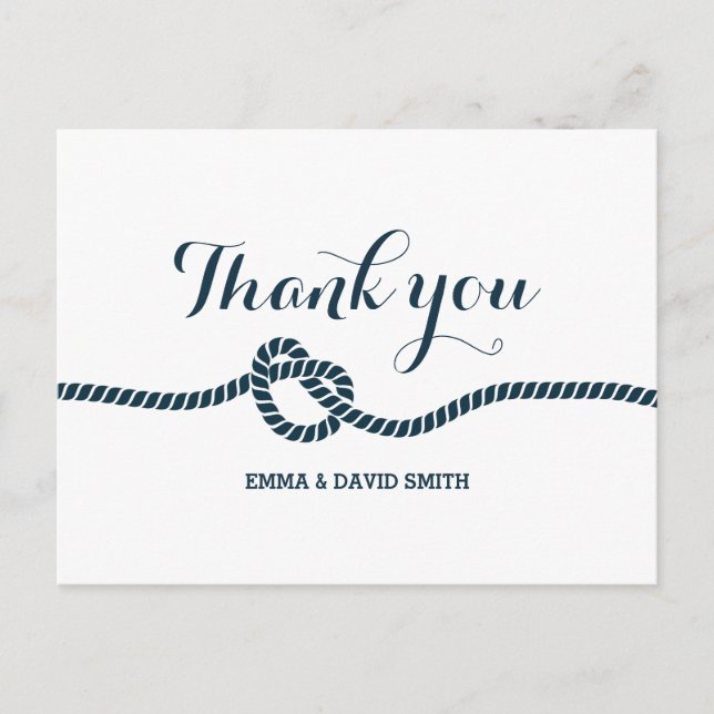 Simple Navy Blue The Tying The Knot Danke Postkarte (Vorderseite)