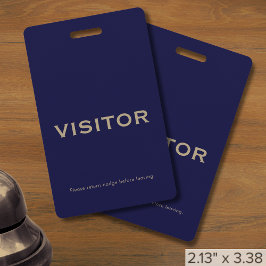 Simple Navy Blue Visitor Badge Ausweis