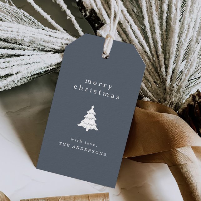 Simple Navy Blue Weihnachtsfeiertag Geschenkanhänger (Von Creator hochgeladen)